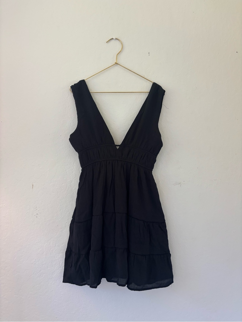 Black Mini Dress Derek Heart Black Deep V Tiered Mini Dress